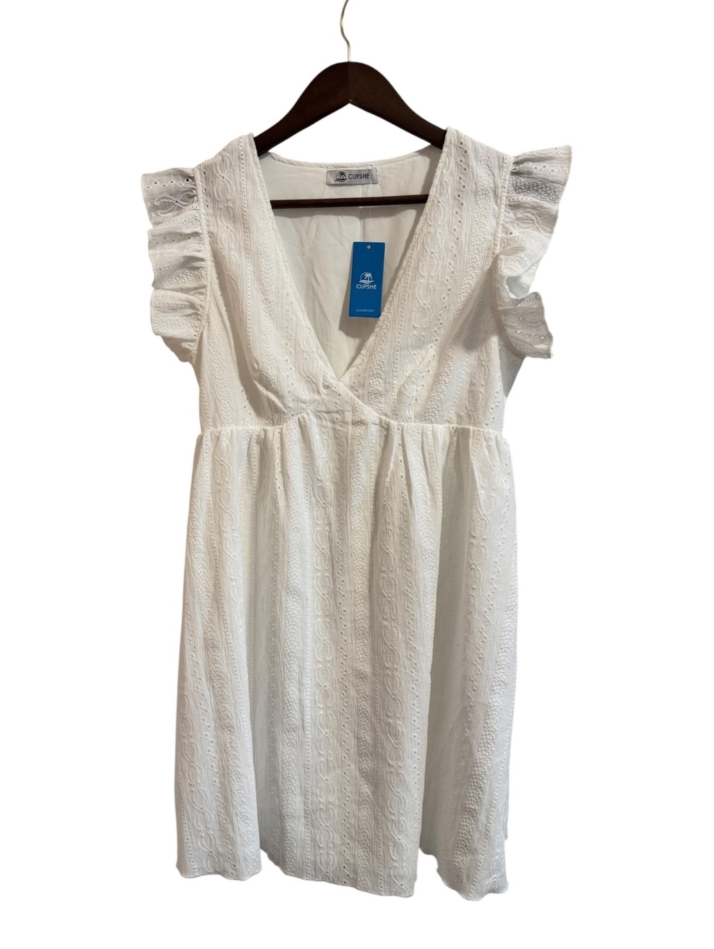 Cupshe White Eyelet Lace Mini Dress (Size S) NWT